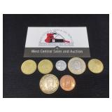 7 Spain Coins- Includes 1 Euro Bi-Metallic