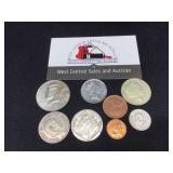 Group of 7 Foreign Coin & 1997-D Kennedy