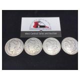 Four Morgan Dollars 1891-0,1891-0, 1896-0, 1897-0