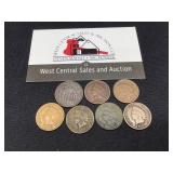 6 Indian Head Penny, 1867 Shield Nickel- No Rays