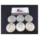 6 Ike $1 1971-D, 1972,1972,1972-D,1974-D,1977-D