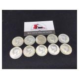 Ten 1965 Kennedy Halves
