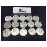 Fifeteen 1964 P & D Kennedy Halves