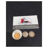 3 US Cents 1909 Lincoln, 1897 & 1905 Indian Head