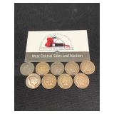 9 Indian Head Pennies (1895-1907)