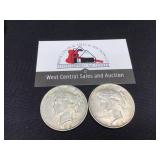 Two 1922-D Peace $1