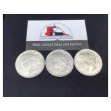 Three 1922 Peace $1