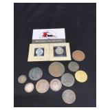 13 Misc Foreign Coins- 2 Silver