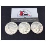 Three 1923-S Peace $1