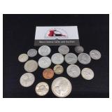 18 Foreign Coins- Some Silver