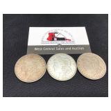 Three 1921  Morgan $1