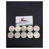 10 Walking Liberty Halves ( 1940-1945)