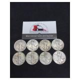 Eight Walkign Liberty Halves (1920S-1945)