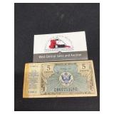 Five Cent Military Payment Certificate Series 472