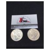 Pair of 1922-D Peace $1