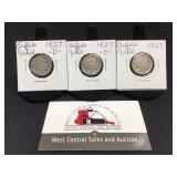 1927 P, D & S Buffalo Nickels
