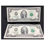 2 Consecutive 2003 $2 Bills