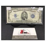 1934 -A Silver Certificate $5. (F+)