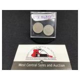 Two Liberty Nickels "V"