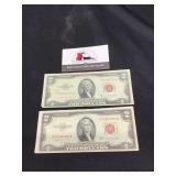Two 1953 B Red Seal $2
