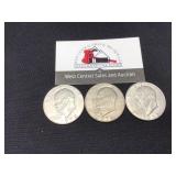 Three 1972 Eisenhower Dollars