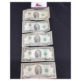 Three 1976 Two Dollar Bills