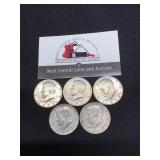 Five 1972 Kennedy Halves