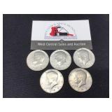 Five 1973 Kennedy Halves