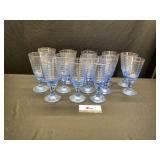 Set of 13 blue stem glasses