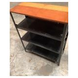 Free standing metal shelves with wood top
