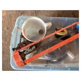 Plastic box of miscellaneous tools