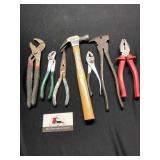 Pliers, hammer, fence pliers, Channel locks