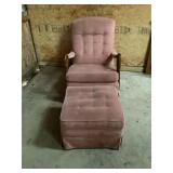 Pink lazy boy and ottoman