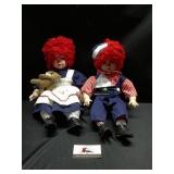 Porcelain Raggedy Ann and Andy dolls