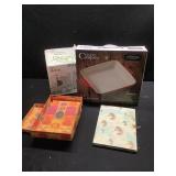 Betta aquarium, baking dish, diary.