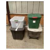 4 Rubbermaid totes with lids