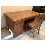 Wood desk and chair