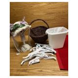 Wicker basket and hangers