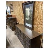 MCM dresser mirror and headboard