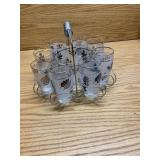 1960s ice bucket with eight glasses made by Libby