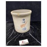 2 gallon red wing stoneware crock small chip