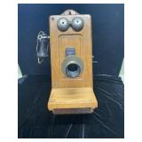 Quartersawn oak wall phone complete