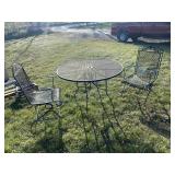 Mesh table and two chairs