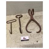 Hay hooks and ice tongs