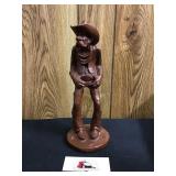 Handcrafted Wooden Cowboy Statue
