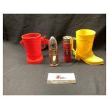 Plastic mugs and Avon containers