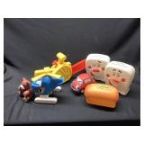 Plastic toys and banks