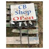 Castor Wheels and Metal Sign