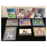 Nine baseball Game Used Card Pieces