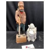 Wood Carved Hunter and Budda